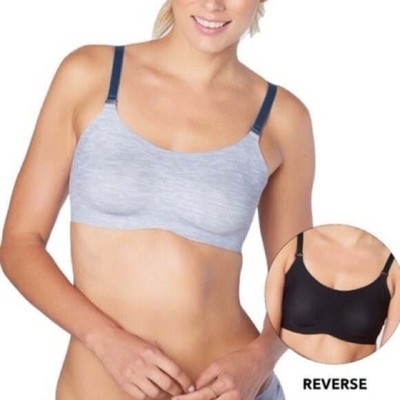 Knix Padded Evolution Bra Reversible Size 6 Gray/Black/Blue Straps - Picture 1 of 10